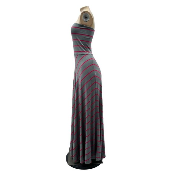 Laila Jayde Strapless Long Dress Gray Pink Striped Strapless Maxi For Women M - Picture 4 of 12